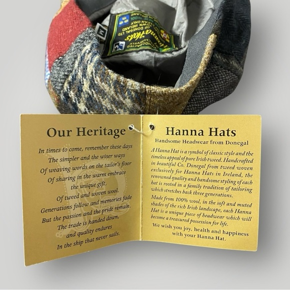 Hannah Hats Vintage  Patchwork Tweed Cap 100% Wool Made in Ireland Sz M - Picture 5 of 12
